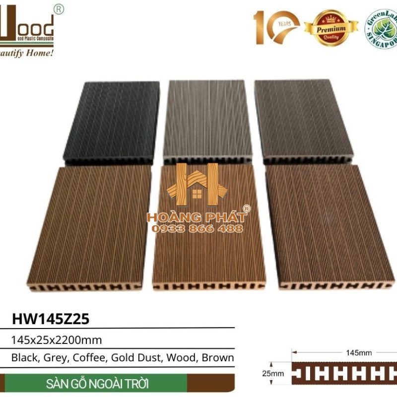 Sàn Gỗ Nhựa Ngoài Trời Hwood HW145Z25 – tổng hợp mẫu