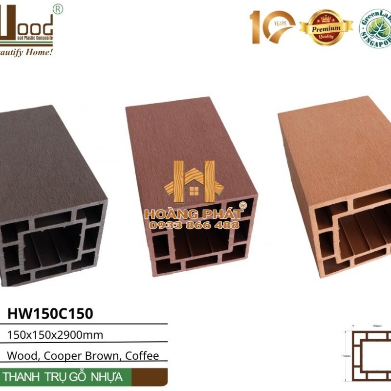 Thanh Trụ Gỗ Nhựa Ngoài Trời Hwood HW150C150 – tổng hợp mẫu