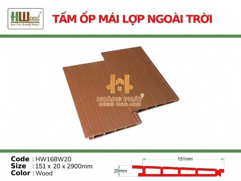Tấm Ốp Mái Ngoài Trời Hwood HW168W20 – tổng hợp mẫu