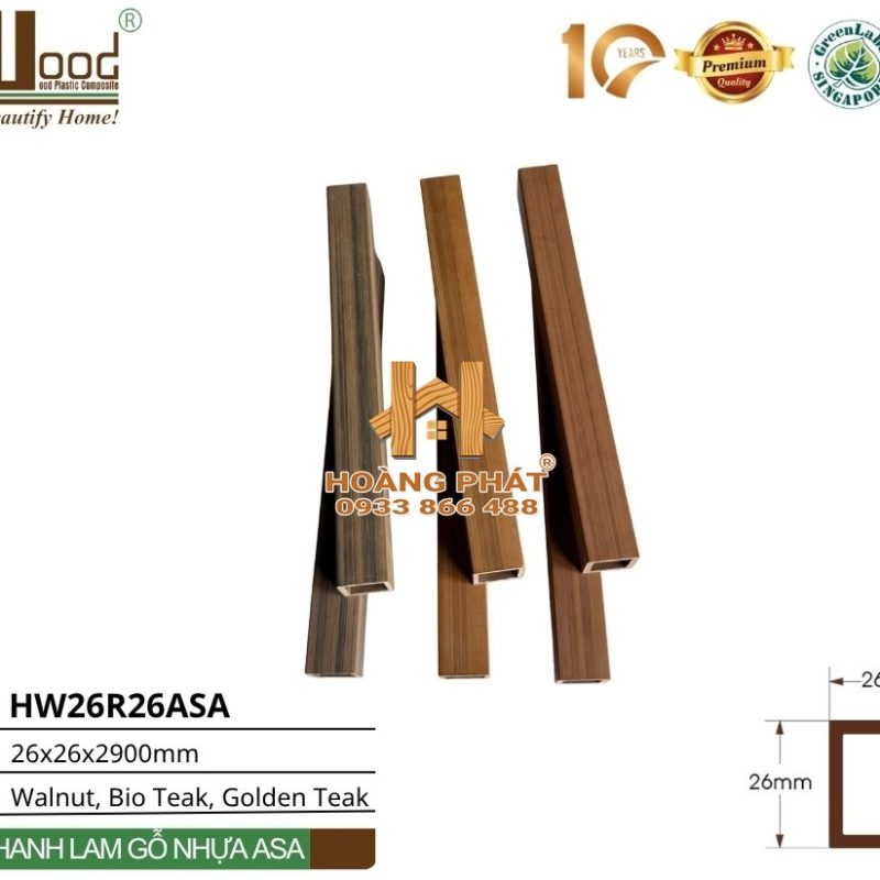 Thanh Lam Gỗ Nhựa Ngoài Trời Hwood HW26R26ASA – tổng hợp mẫu