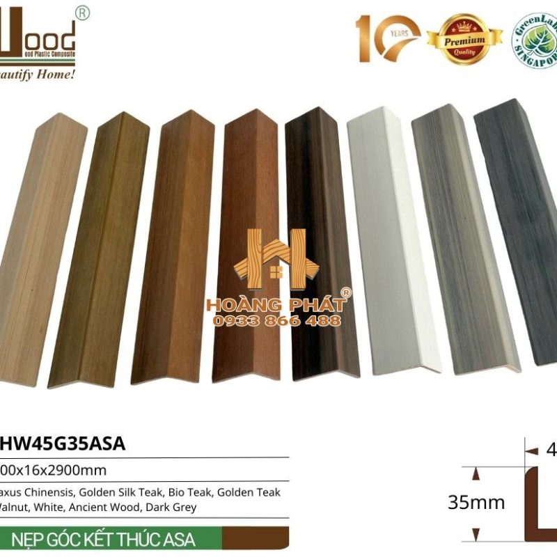 Nẹp Góc Kết Thúc Gỗ Nhựa Hwood HW45G35ASA – tổng hợp mẫu
