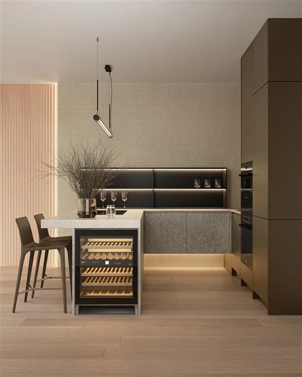 Ảnh phối cảnh ứng dụng sàn PrimeOak Signature tông sáng trong không gian nội thất