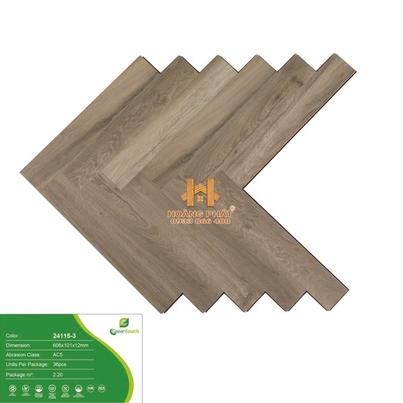 Sàn Gỗ GreenTouch Xương Cá Đế Cao Su 24115-3
