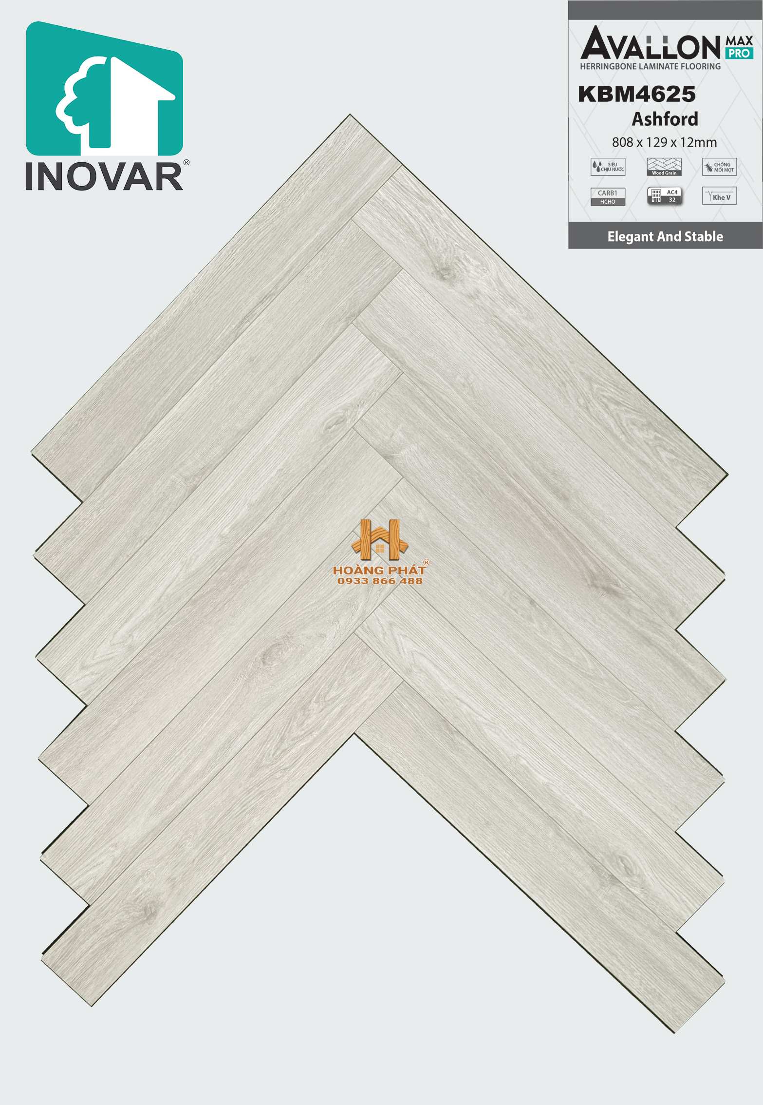 san-go-inovar-malaysia-kbm4625 Sàn Gỗ Inovar Xương Cá 12mm Avallon Max Pro KBM4625