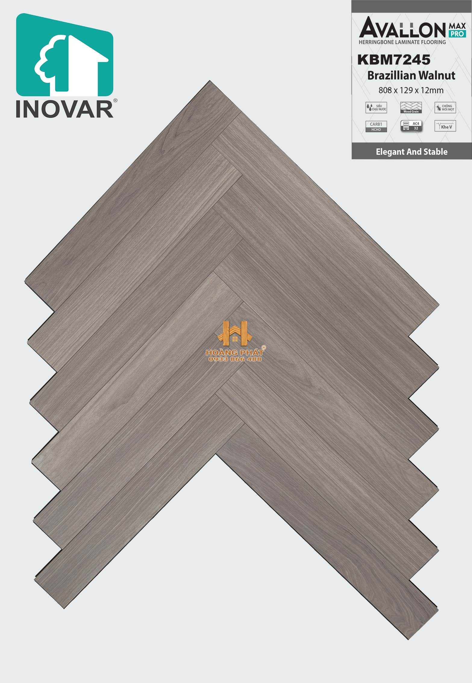 san-go-inovar-malaysia-kbm7245 Sàn Gỗ Inovar Xương Cá 12mm Avallon Max Pro KBM7245