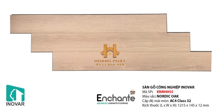 Sàn gỗ công nghiệp có tốt không? 7 điều nên biết trước khi mua 7 Mẫu sàn Inovar 12mm Enchante Max Pro KNM4955 tại Hoàng Phát