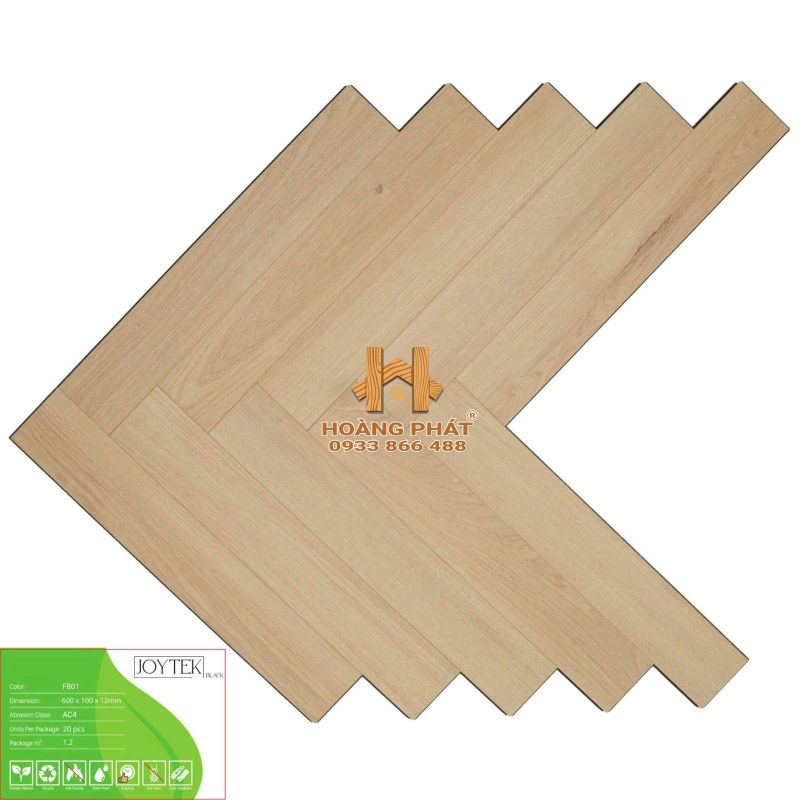 Sàn Gỗ Joytek 12mm Cốt Đen Xương Cá FB01