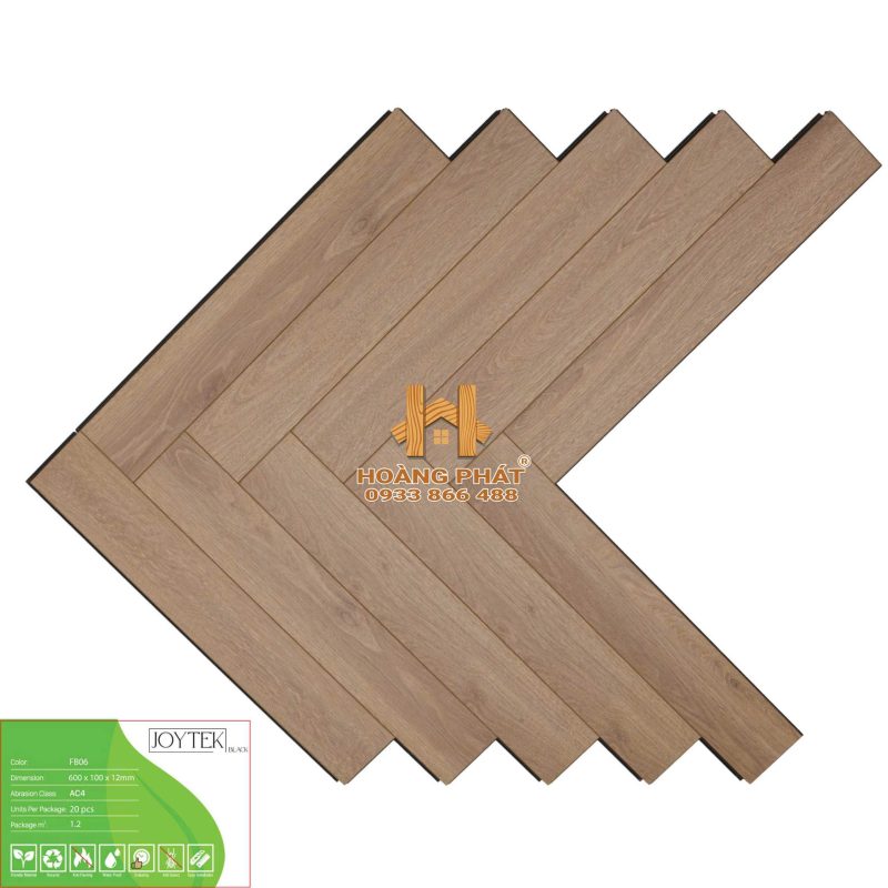 Sàn Gỗ Joytek 12mm Cốt Đen Xương Cá FB06