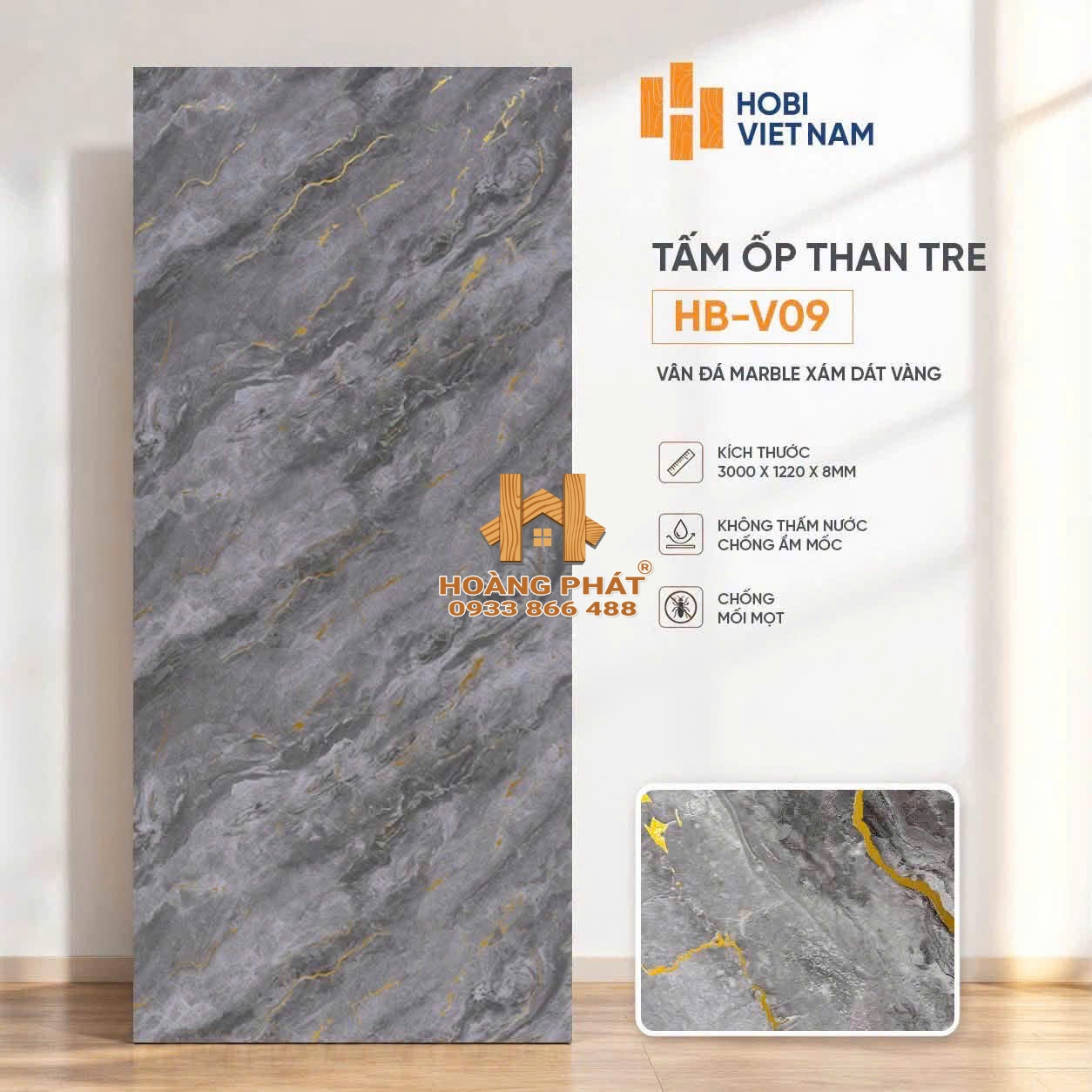 tam-op-than-tre-hobi-viet-nam-hb-v09 Tấm Ốp Than Tre Vân Đá Marble Xám Dát Vàng HB-V09
