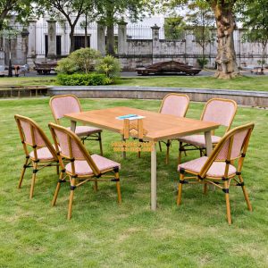 Bộ Bàn Vuông Nan Nhựa 6 Ghế HP937