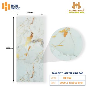 Tấm Ốp Than Tre Cao Cấp Vân Đá HB203