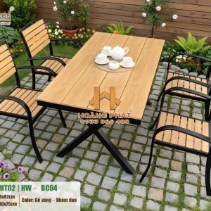 Bộ Bàn Chân Chữ X Và 4 Ghế Gỗ Nhựa Hwood HW-BC04 - ảnh minh họa từ Hwood