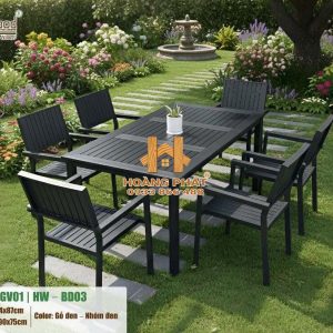 Bộ Bàn Ăn Và 6 Ghế Gỗ Nhựa Hwood HW-BD03 - ảnh minh họa từ Hwood