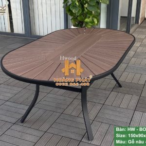 Bàn Oval Gỗ Nhựa Ngoài Trời Hwood HW-BOV03 - mẫu màu 1