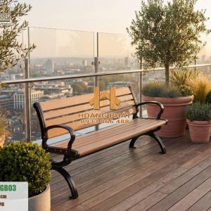 Ghế Băng Nhôm Đúc Vân Gỗ Ngoài Trời Hwood HW-GB03 - mẫu màu 1