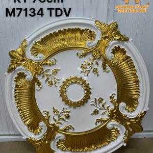 Tấm Mâm Trần PU 67cm Trắng Dát Vàng 7132