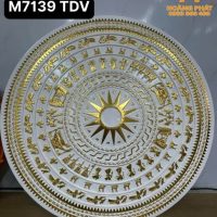 Tấm Mâm Trần PU 90cm Trắng Dát Vàng 7139