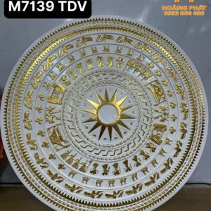 Tấm Mâm Trần PU 90cm Trắng Dát Vàng 7139