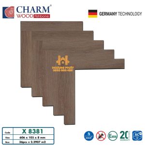 Sàn Gỗ Charm Wood Xương Cá Cốt Xanh 8mm X8381