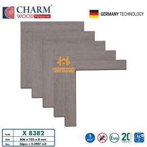 Sàn Gỗ Charm Wood Xương Cá Cốt Xanh 8mm X8382
