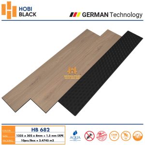 Sàn Gỗ Hobi Black 8mm Đế Cao Su HB682