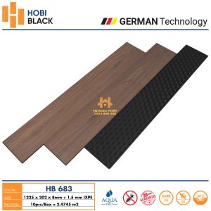 Sàn Gỗ Hobi Black 8mm Đế Cao Su HB683
