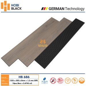 Sàn Gỗ Hobi Black 8mm Đế Cao Su HB686