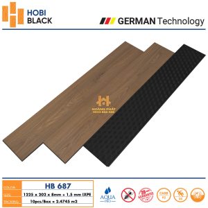 Sàn Gỗ Hobi Black 8mm Đế Cao Su HB687