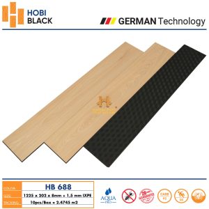 Sàn Gỗ Hobi Black 8mm Đế Cao Su HB688