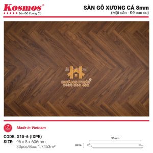 Sàn Gỗ Kosmos Xương Cá Cốt Xanh 8mm X15-6
