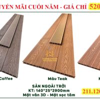 Sàn Gỗ Nhựa Ngoài Trời Vân 3D 140 x 25 x 2900mm