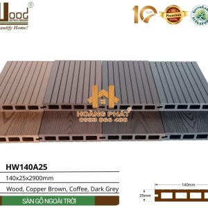 Sàn gỗ nhựa ngoài trời Hwood HW140A25 tổng hợp màu