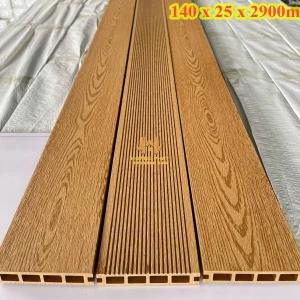 Sàn Gỗ Nhựa Ngoài Trời 2D Màu Teak 140 x 25 x 2900mm