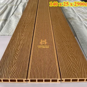 Sàn Gỗ Nhựa Ngoài Trời 3D Màu Teak 140 x 25 x 2900mm