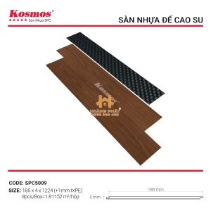 Sàn Nhựa Hèm Khóa Kosmos 4mm Đế Cao Su SPC5009