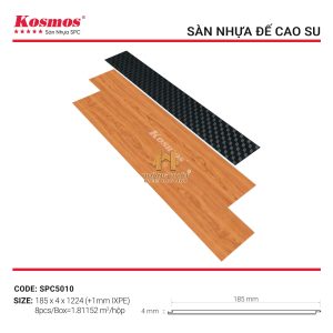 Sàn Nhựa Hèm Khóa Kosmos 4mm Đế Cao Su SPC5010