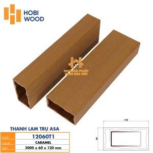 Thanh Lam Gỗ Nhựa Asa Hobi Wood 120x60x3000mm Màu Caramel