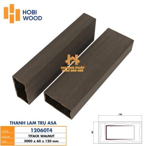 Thanh Lam Gỗ Nhựa Asa Hobi Wood 120x60x3000mm Màu Walnut