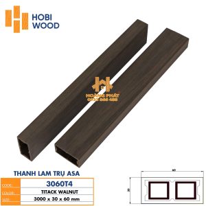 Thanh Lam Gỗ Nhựa Asa Hobi Wood 30x60x3000mm Màu Walnut