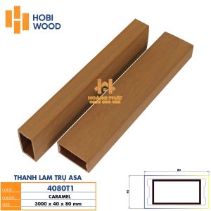 Thanh Lam Gỗ Nhựa Asa Hobi Wood 40x80x3000mm Màu Caramel