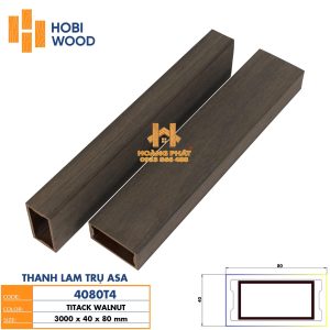 Thanh Lam Gỗ Nhựa Asa Hobi Wood 40x80x3000mm Màu Walnut
